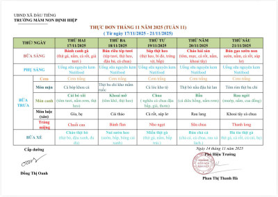 THỰC ĐƠN TUẦN 11 NH 2025-2026